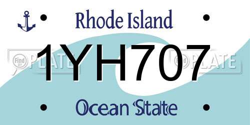 1YH707 Rhode Island License Plate