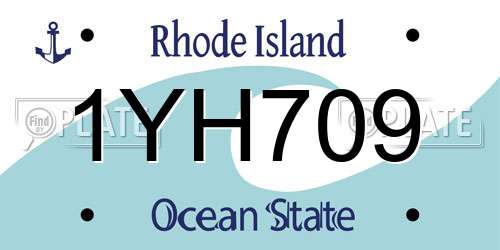 1YH709 Rhode Island License Plate