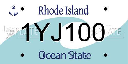 1YJ100 Rhode Island License Plate