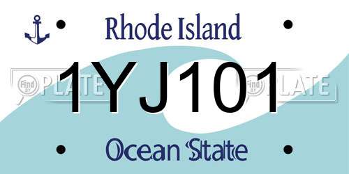 1YJ101 Rhode Island License Plate