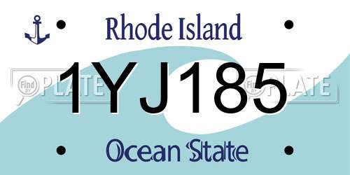 1YJ185 Rhode Island License Plate