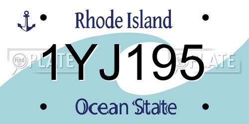 1YJ195 Rhode Island License Plate