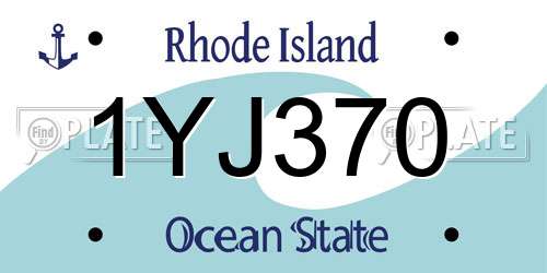 1YJ370 Rhode Island License Plate