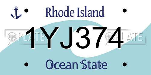 1YJ374 Rhode Island License Plate