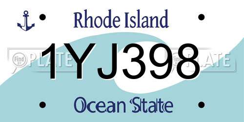 1YJ398 Rhode Island License Plate