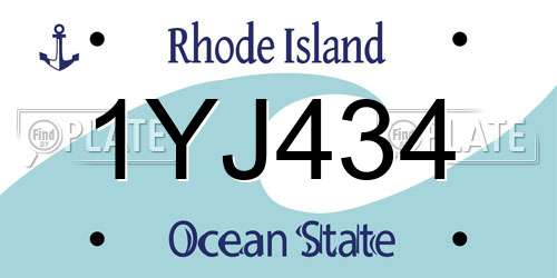 1YJ434 Rhode Island License Plate