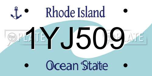 1YJ509 Rhode Island License Plate