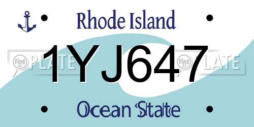 1YJ647 Rhode Island License Plate