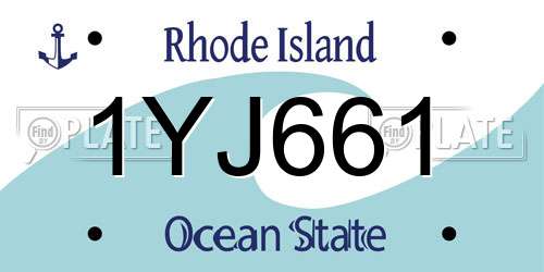 1YJ661 Rhode Island License Plate