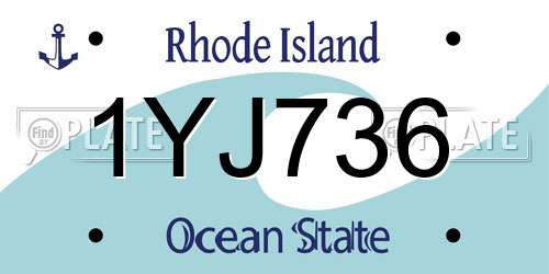 1YJ736 Rhode Island License Plate