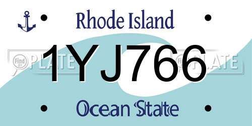 1YJ766 Rhode Island License Plate