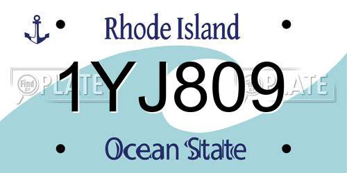1YJ809 Rhode Island License Plate