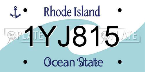 1YJ815 Rhode Island License Plate