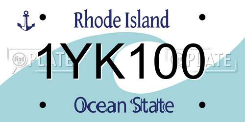 1YK100 Rhode Island License Plate