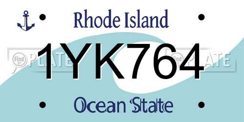 1YK764 Rhode Island License Plate