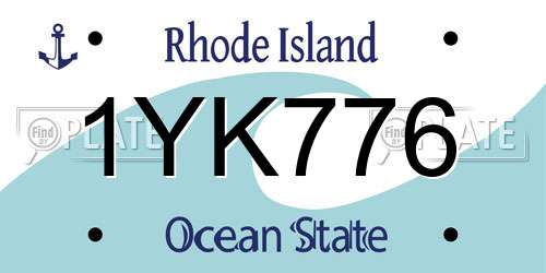 1YK776 Rhode Island License Plate