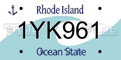 1YK961 Rhode Island License Plate