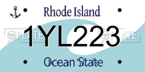 1YL223 Rhode Island License Plate