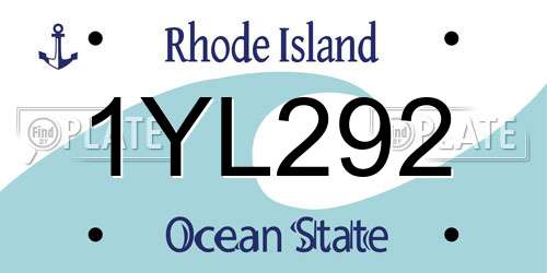 1YL292 Rhode Island License Plate