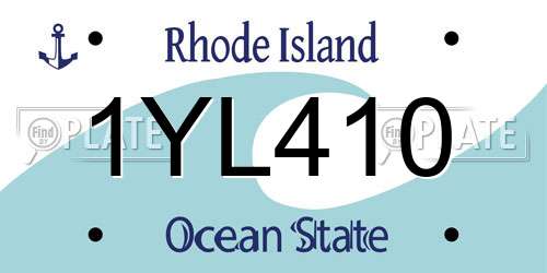 1YL410 Rhode Island License Plate