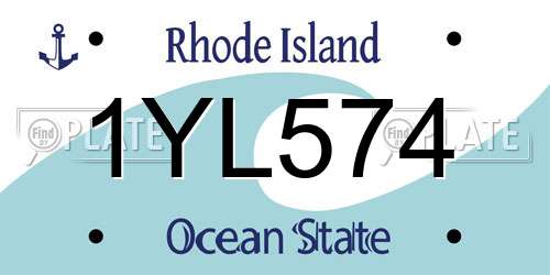 1YL574 Rhode Island License Plate