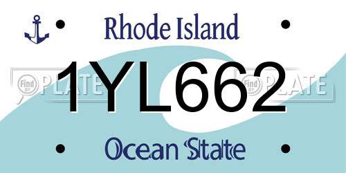 1YL662 Rhode Island License Plate
