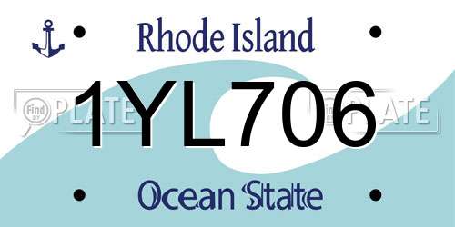 1YL706 Rhode Island License Plate