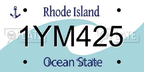 1YM425 Rhode Island License Plate
