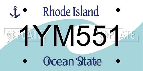 1YM551 Rhode Island License Plate