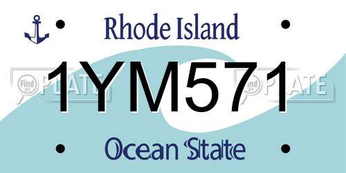 1YM571 Rhode Island License Plate