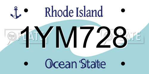 1YM728 Rhode Island License Plate