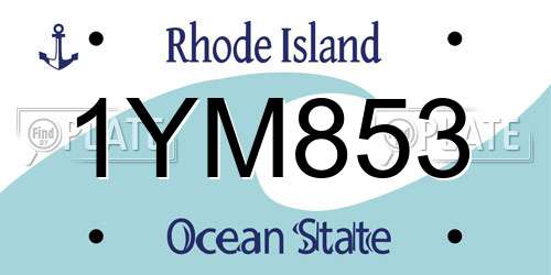 1YM853 Rhode Island License Plate