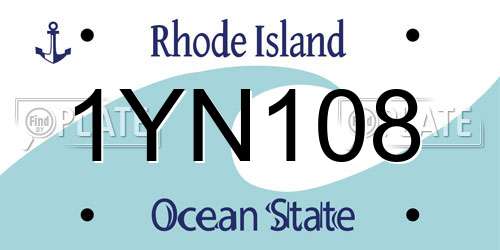 1YN108 Rhode Island License Plate