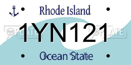 1YN121 Rhode Island License Plate