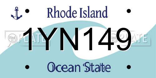 1YN149 Rhode Island License Plate