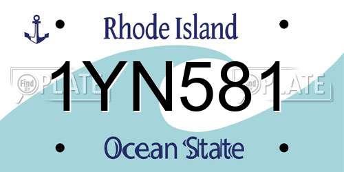 1YN581 Rhode Island License Plate