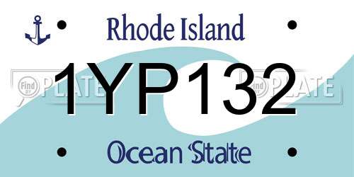1YP132 Rhode Island License Plate