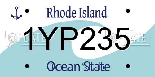 1YP235 Rhode Island License Plate