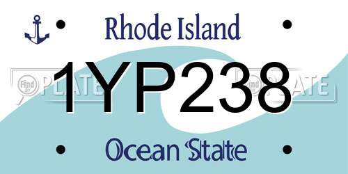1YP238 Rhode Island License Plate