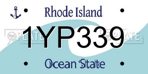 1YP339 Rhode Island License Plate