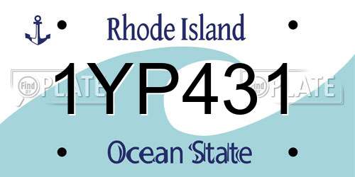 1YP431 Rhode Island License Plate