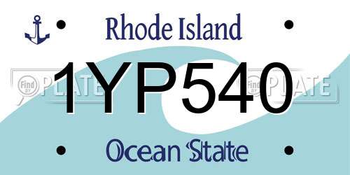 1YP540 Rhode Island License Plate