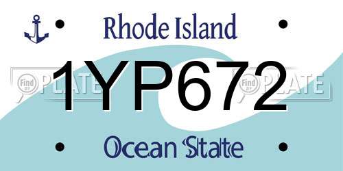 1YP672 Rhode Island License Plate