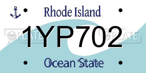 1YP702 Rhode Island License Plate