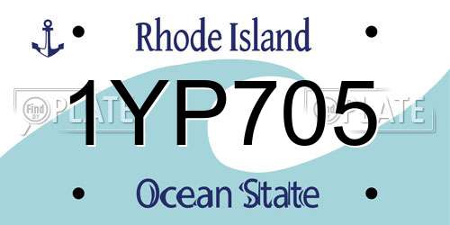 1YP705 Rhode Island License Plate