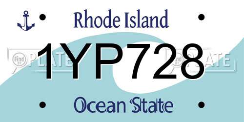 1YP728 Rhode Island License Plate