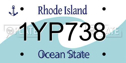 1YP738 Rhode Island License Plate