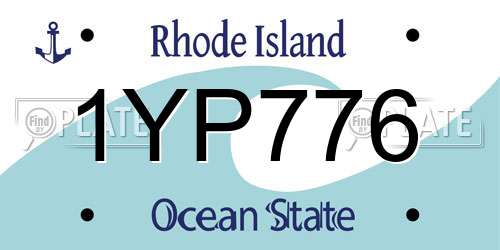 1YP776 Rhode Island License Plate