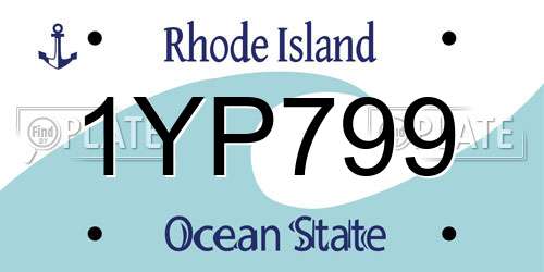 1YP799 Rhode Island License Plate
