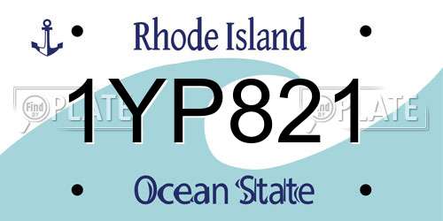1YP821 Rhode Island License Plate